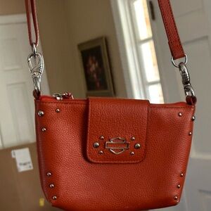 Harley-Davidson Orange Crossbody Bag with Silver Accents
